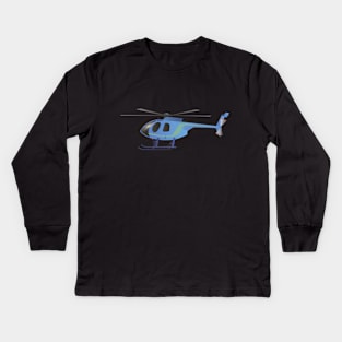 Light Blue Helicopter Kids Long Sleeve T-Shirt